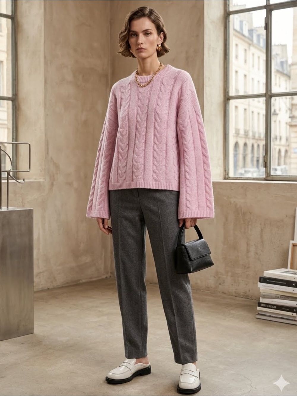 NWT Joie Cozy Cable Knit Crewneck Sweater - Pink